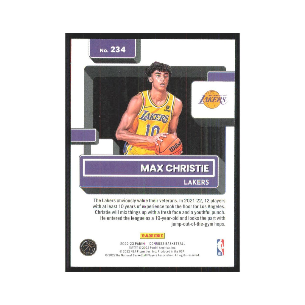 Max Christie Rookie 2022 Panini Donruss #234 Los Angeles Lakers NM