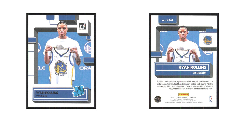 Ryan Rollins Rookie 2022 Panini Donruss #244 Golden State Warriors NM