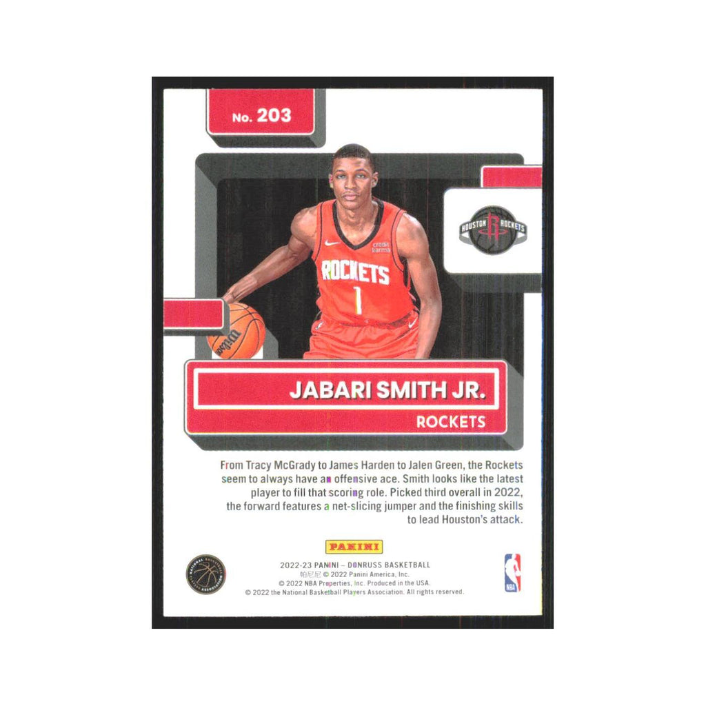 Jabari Smith Jr. Rookie 2022 Panini Donruss #203 Houston Rockets NM