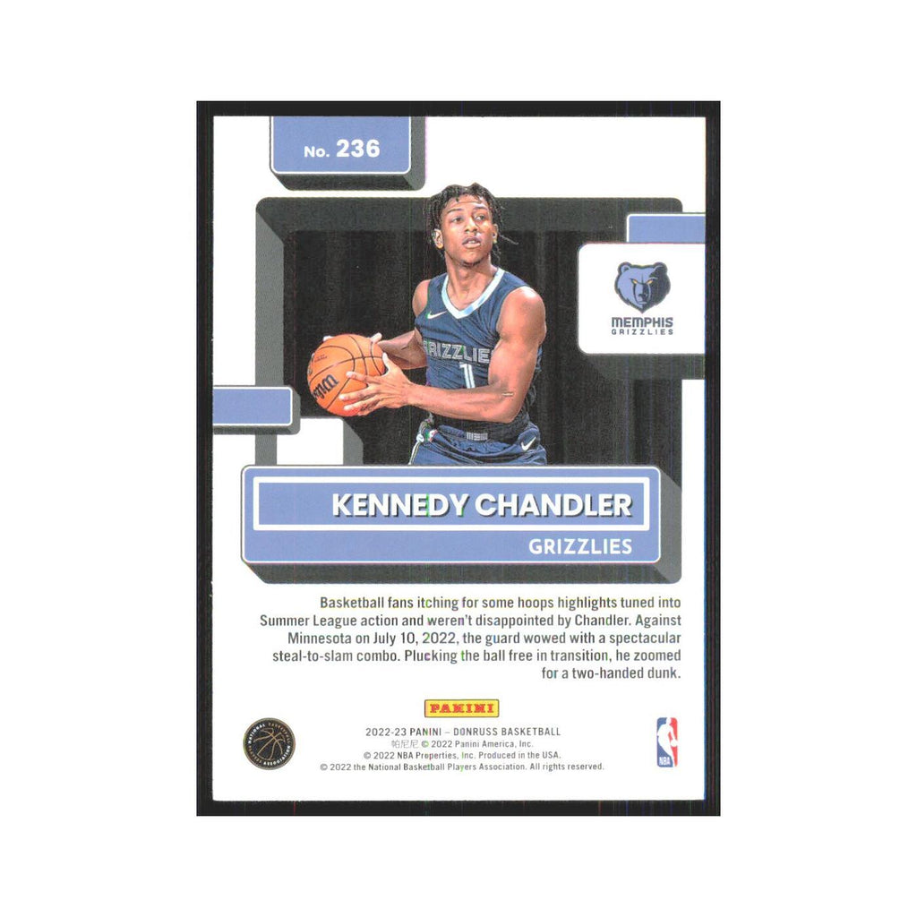 Kennedy Chandler Rookie 2022 Panini Donruss #236 Memphis Grizzlies NM