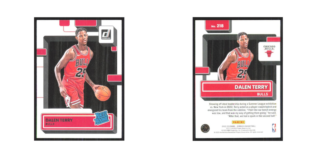 Dalen Terry Rookie 2022 Panini Donruss #218 Chicago Bulls Basketball Card NM