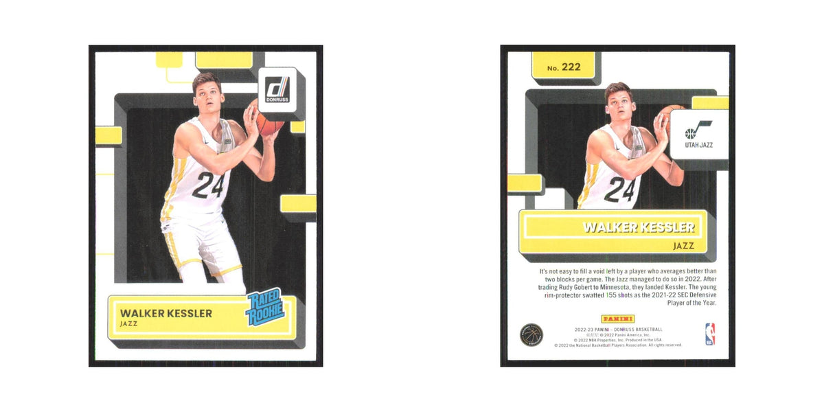 Walker Kessler Rookie 2022 Panini Donruss #222 Utah Jazz Basketball Card NM