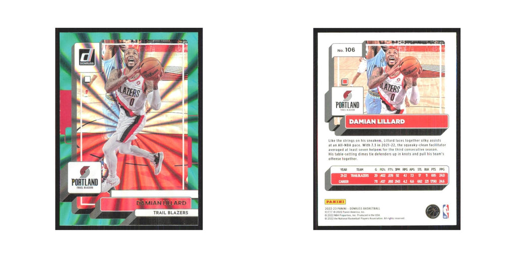 Damian Lillard 2022 Panini Donruss #106 Portland Trail Blazers NM