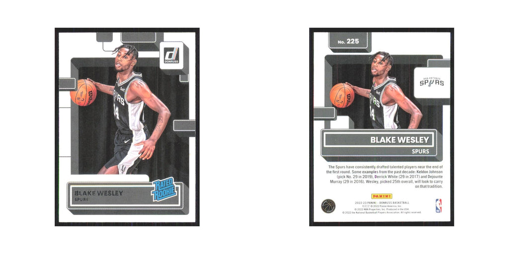 Blake Wesley Rookie 2022 Panini Donruss #225 San Antonio Spurs NM