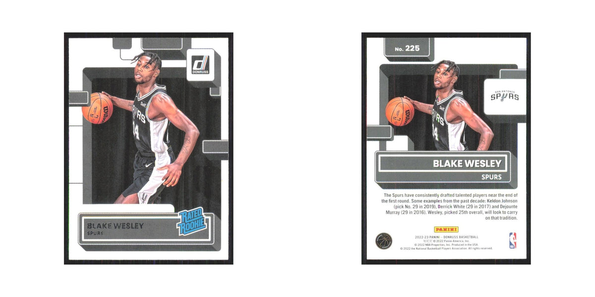Blake Wesley Rookie 2022 Panini Donruss #225 San Antonio Spurs NM