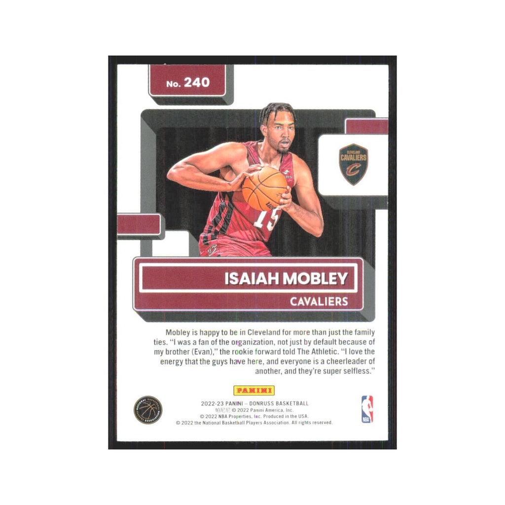 Isaiah Mobley Rookie 2022 Panini Donruss #240 Cleveland Cavaliers NM