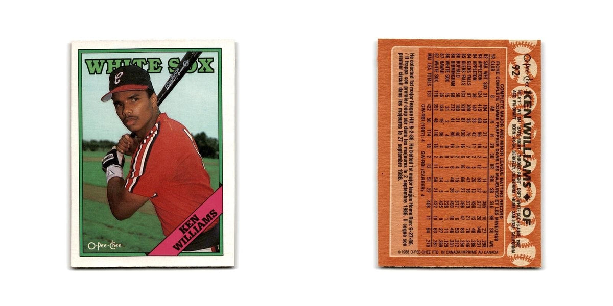 Ken Williams 1988 O-Pee-Chee #92 Chicago White Sox Baseball Card NM