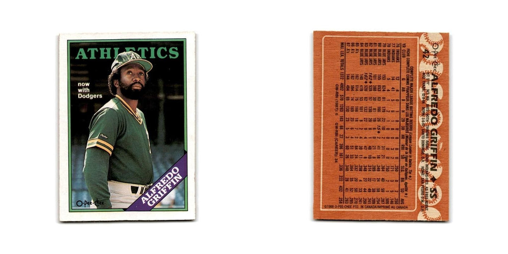 Alfredo Griffin 1988 O-Pee-Chee #42 Los Angeles Dodgers Baseball Card NM