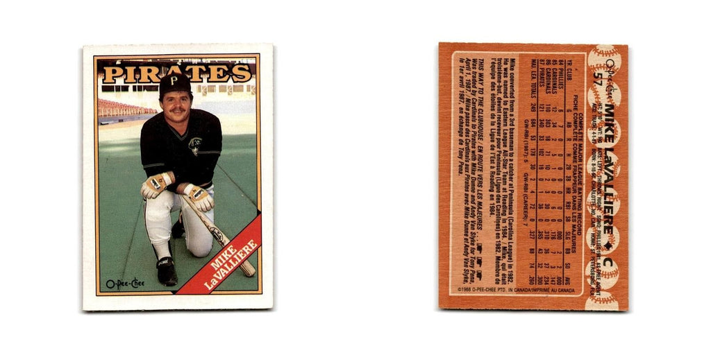 Mike LaValliere 1988 O-Pee-Chee #57 Pittsburgh Pirates Baseball Card NM