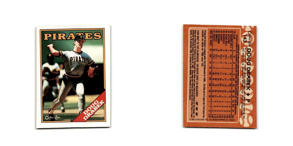 Doug Drabek 1988 O-Pee-Chee #143 Pittsburgh Pirates Baseball Card NM