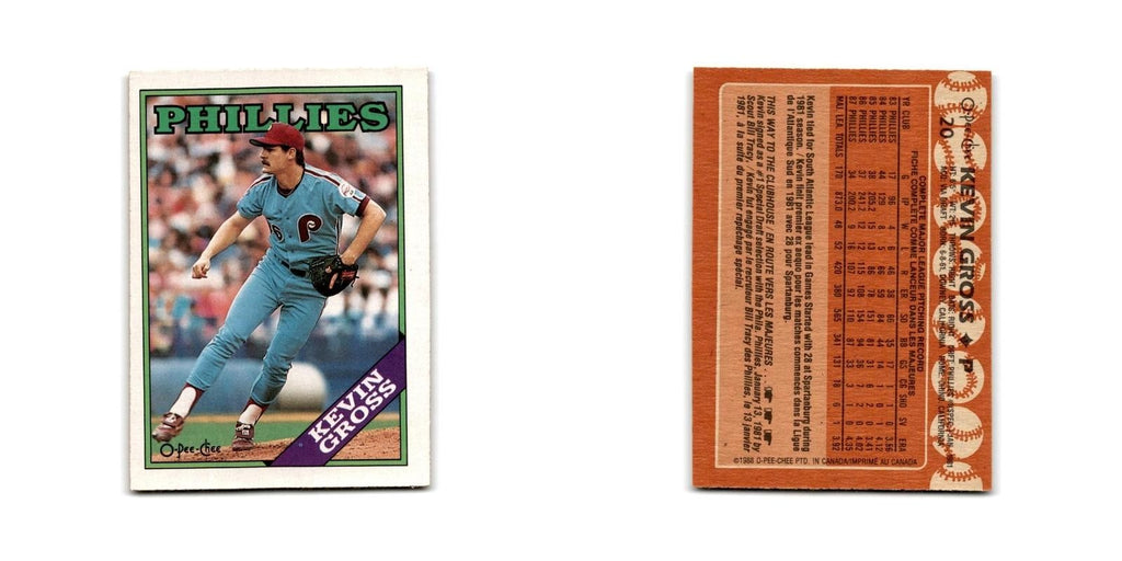 Kevin Gross 1988 O-Pee-Chee #20 Philadelphia Phillies Baseball Card NM