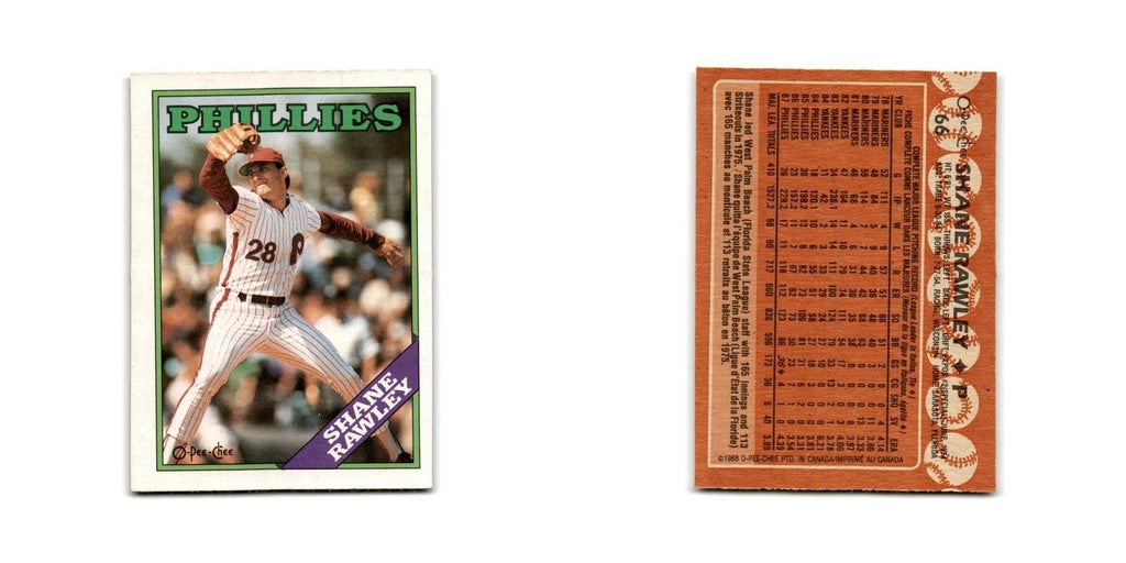 Shane Rawley 1988 O-Pee-Chee #66 Philadelphia Phillies Baseball Card NM