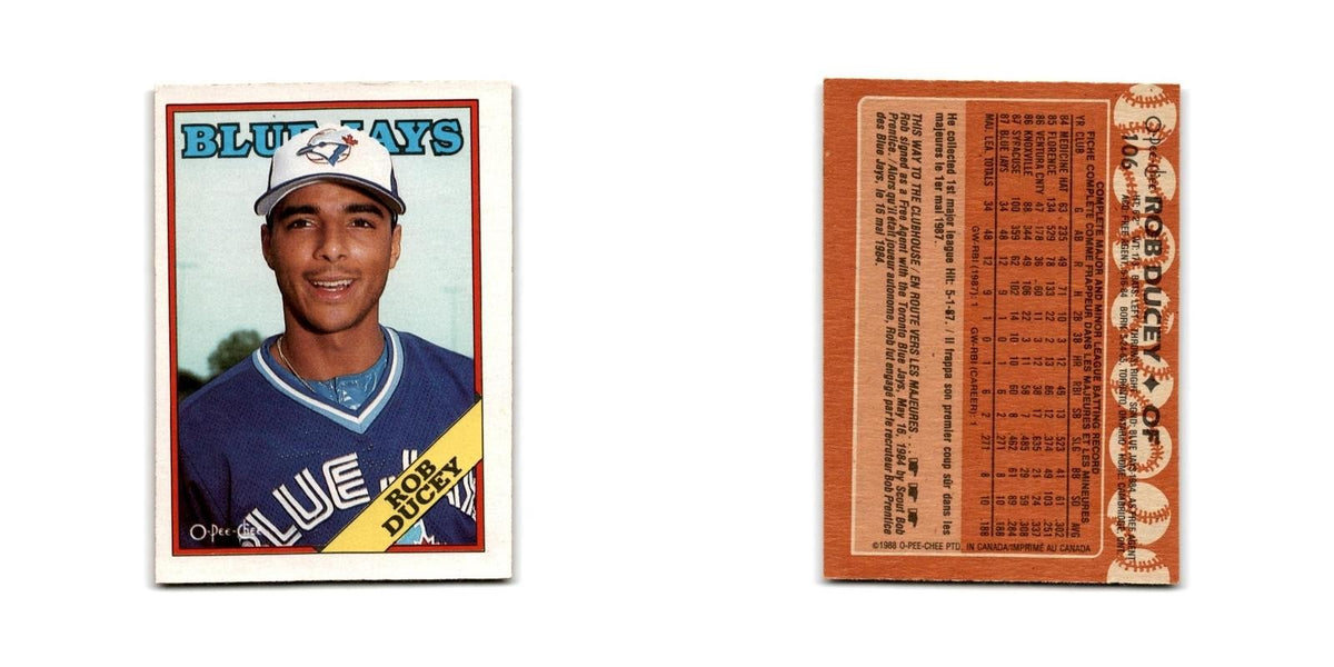 Rob Ducey 1988 O-Pee-Chee #106 Toronto Blue Jays Baseball Card NM