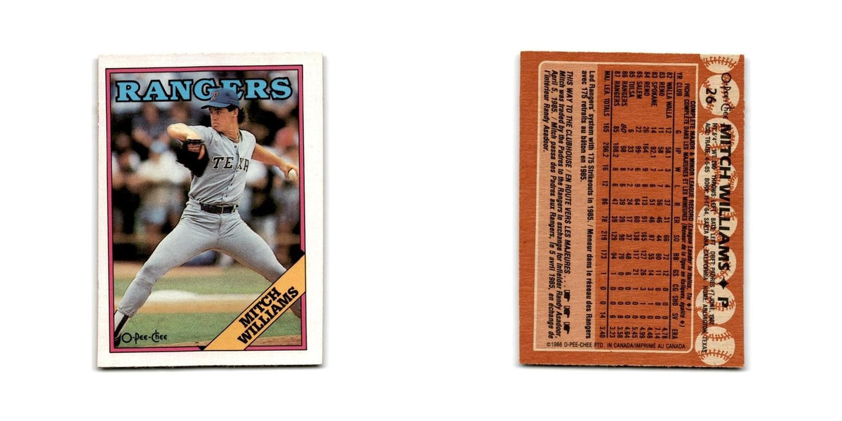 Mitch Williams 1988 O-Pee-Chee #26 Texas Rangers Baseball Card NM