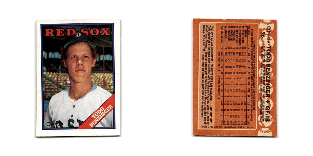 Todd Benzinger 1988 O-Pee-Chee #96 Boston Red Sox Baseball Card NM