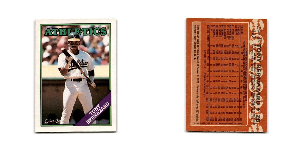Tony Bernazard 1988 O-Pee-Chee #122 Oakland Athletics Baseball Card NM