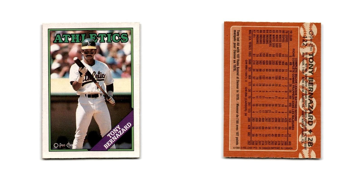 Tony Bernazard 1988 O-Pee-Chee #122 Oakland Athletics Baseball Card NM