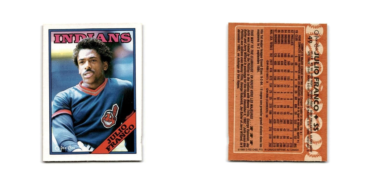 Julio Franco 1988 O-Pee-Chee #49 Cleveland Indians Baseball Card NM