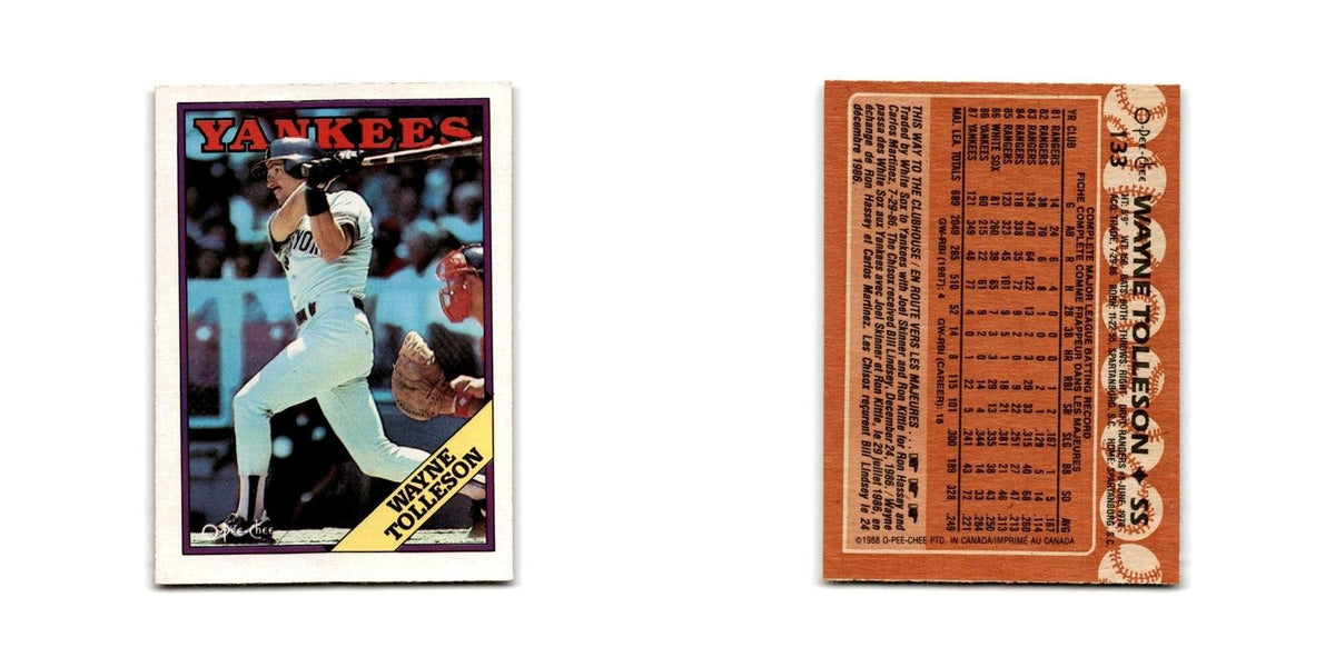Wayne Tolleson 1988 O-Pee-Chee #133 New York Yankees Baseball Card NM