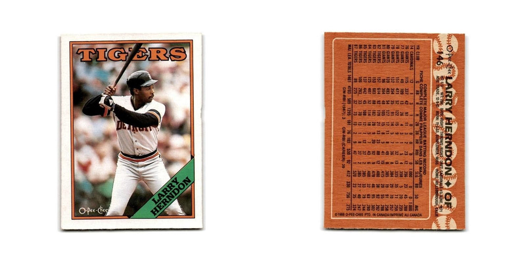 Larry Herndon 1988 O-Pee-Chee #146 Detroit Tigers Baseball Card NM