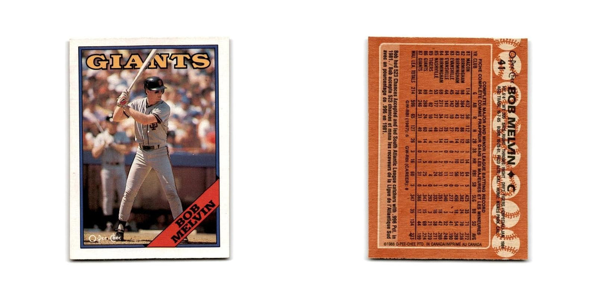 Bob Melvin 1988 O-Pee-Chee #41 San Francisco Giants Baseball Card NM