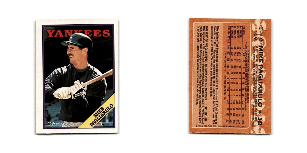 Mike Pagliarulo 1988 O-Pee-Chee #109 New York Yankees Baseball Card NM