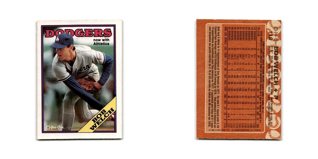 Bob Welch 1988 O-Pee-Chee #118 Oakland Athletics Baseball Card NM