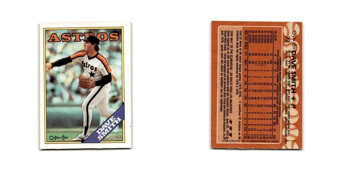 Dave Smith 1988 O-Pee-Chee #73 Houston Astros Baseball Card NM