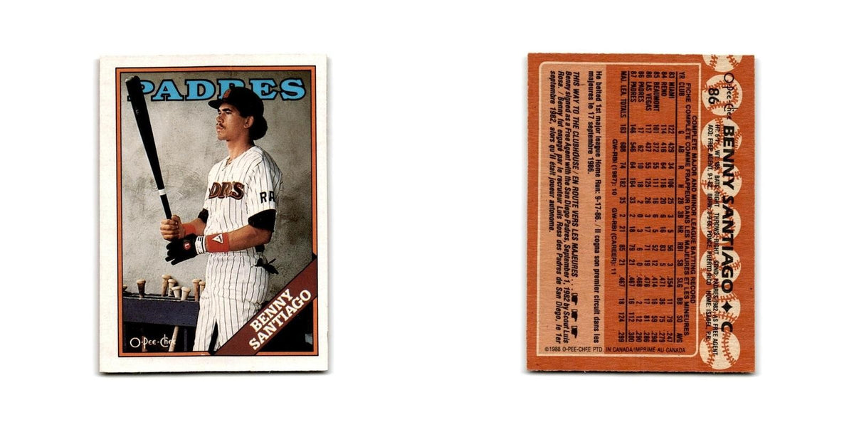 Benny Santiago 1988 O-Pee-Chee #86 San Diego Padres Baseball Card NM