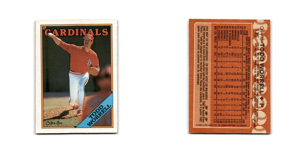 Todd Worrell 1988 O-Pee-Chee #135 St. Louis Cardinals Baseball Card NM