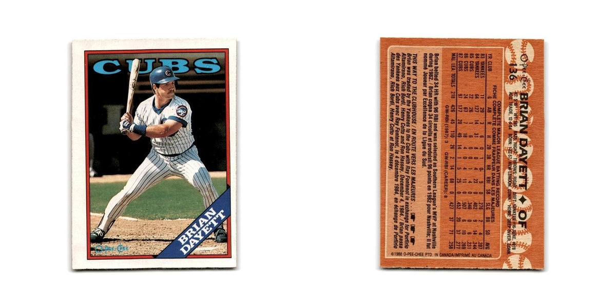 Brian Dayett 1988 O-Pee-Chee #136 Chicago Cubs Baseball Card NM