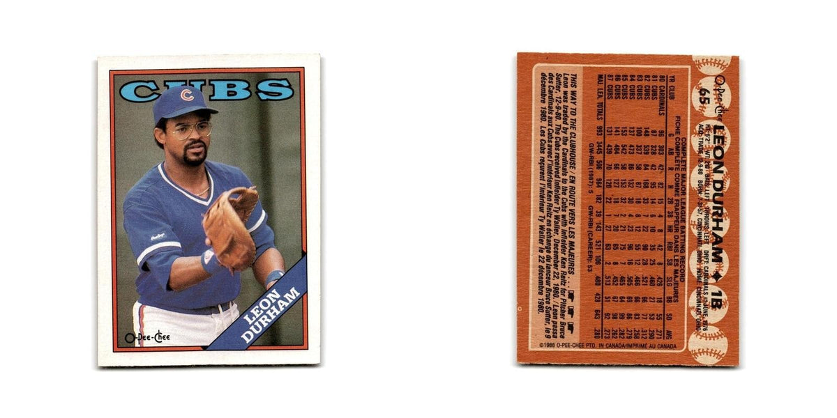 Leon Durham 1988 O-Pee-Chee #65 Chicago Cubs Baseball Card NM