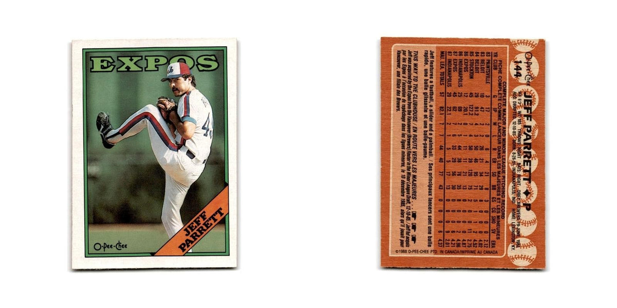 Jeff Parrett 1988 O-Pee-Chee #144 Montreal Expos Baseball Card NM