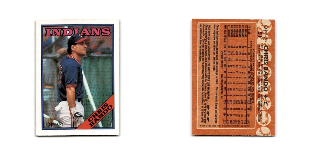 Chris Bando 1988 O-Pee-Chee #51 Cleveland Indians Baseball Card NM