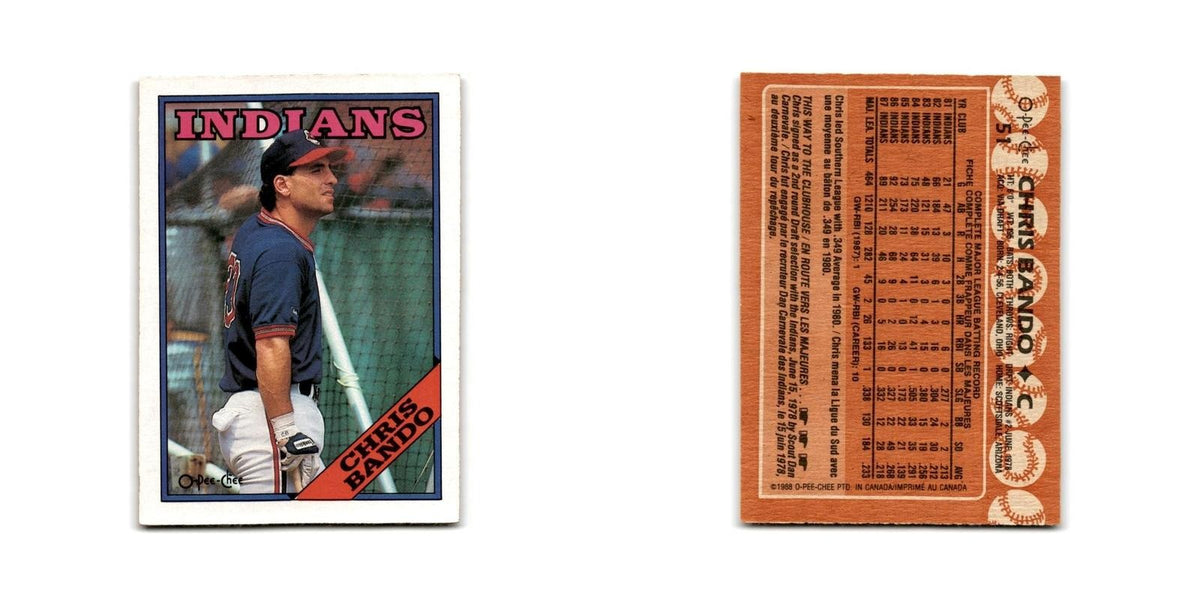 Chris Bando 1988 O-Pee-Chee #51 Cleveland Indians Baseball Card NM