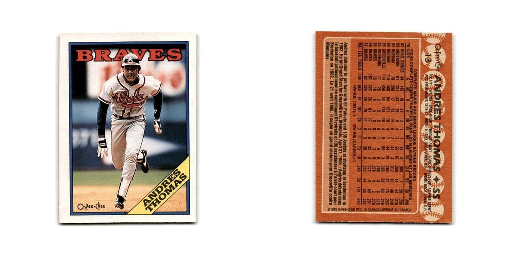 Andres Thomas 1988 O-Pee-Chee #13 Atlanta Braves Baseball Card NM