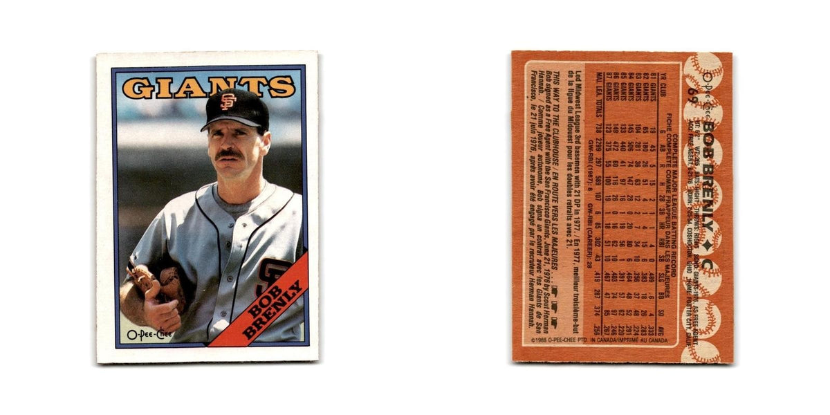 Bob Brenly 1988 O-Pee-Chee #69 San Francisco Giants Baseball Card NM