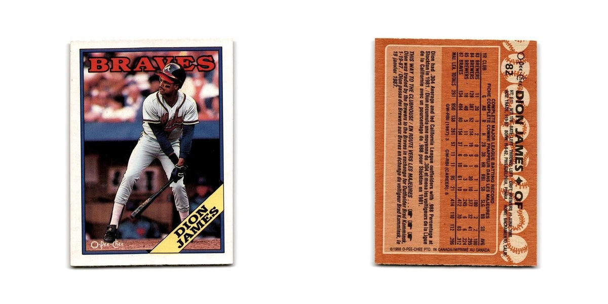 Dion James 1988 O-Pee-Chee #82 Atlanta Braves Baseball Card NM