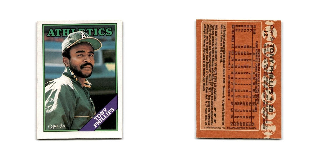 Tony Phillips 1988 O-Pee-Chee #12 Oakland Athletics Baseball Card NM