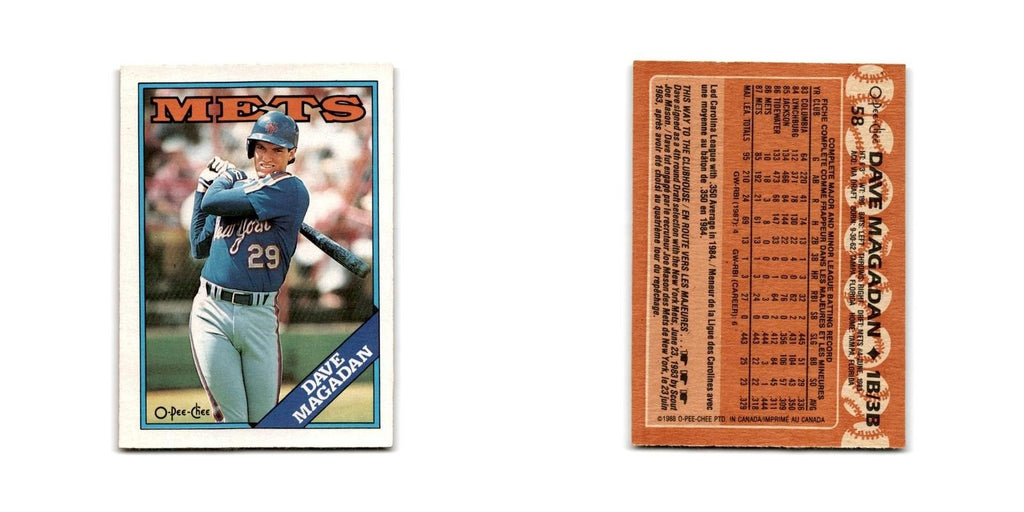 Dave Magadan 1988 O-Pee-Chee #58 New York Mets Baseball Card NM