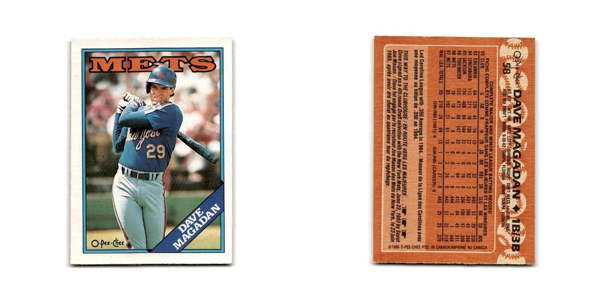 Dave Magadan 1988 O-Pee-Chee #58 New York Mets Baseball Card NM