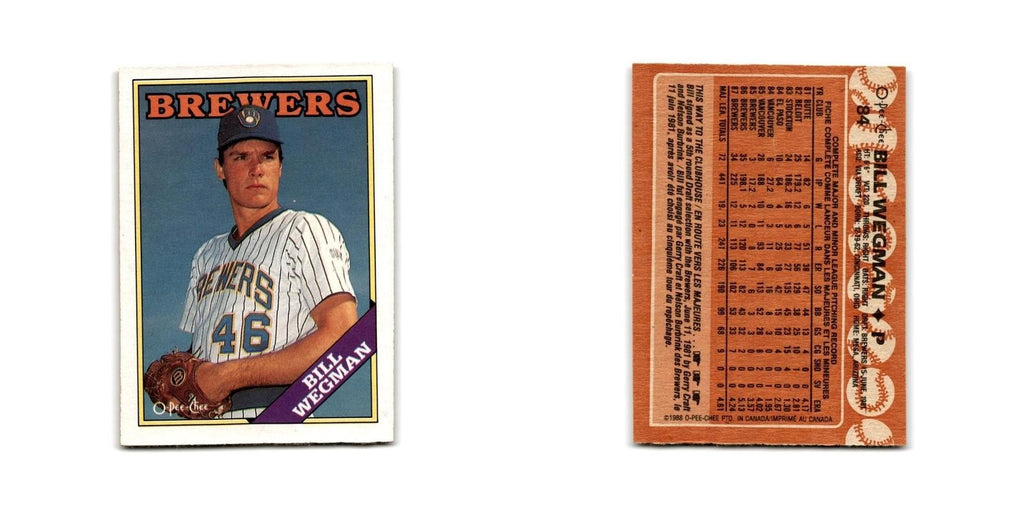 Bill Wegman 1988 O-Pee-Chee #84 Milwaukee Brewers Baseball Card NM