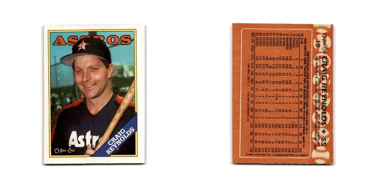 Craig Reynolds 1988 O-Pee-Chee #18 Houston Astros Baseball Card NM