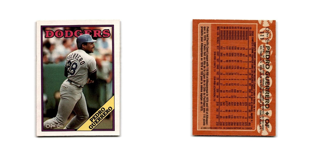 Pedro Guerrero 1988 O-Pee-Chee #111 Los Angeles Dodgers Baseball Card NM