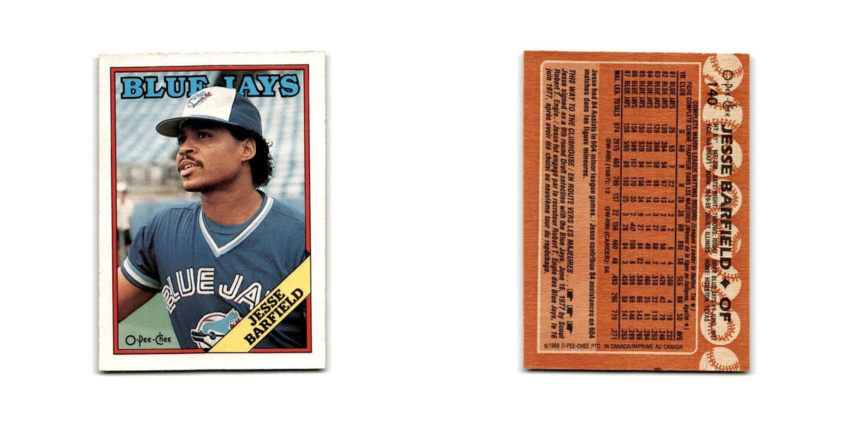 Jesse Barfield 1988 O-Pee-Chee #140 Toronto Blue Jays Baseball Card NM