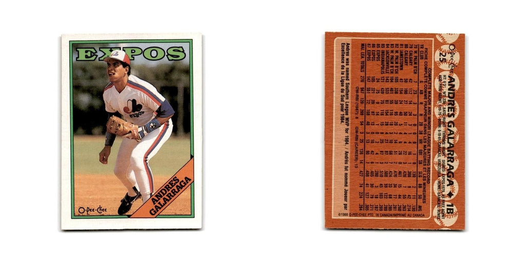 Andres Galarraga 1988 O-Pee-Chee #25 Montreal Expos Baseball Card NM