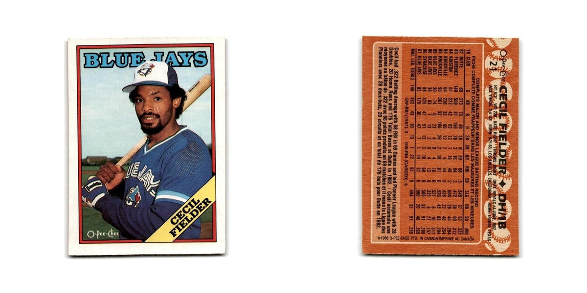 Cecil Fielder 1988 O-Pee-Chee #21 Toronto Blue Jays Baseball Card NM