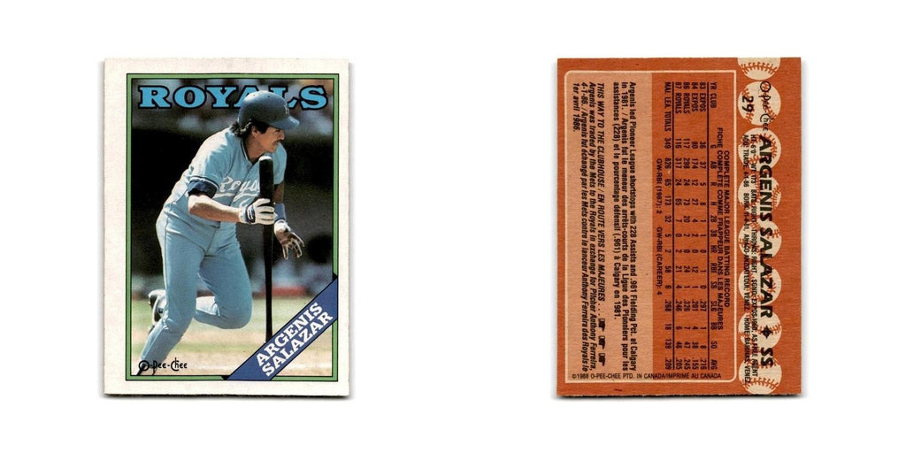 Argenis Salazar 1988 O-Pee-Chee #29 Kansas City Royals Baseball Card NM