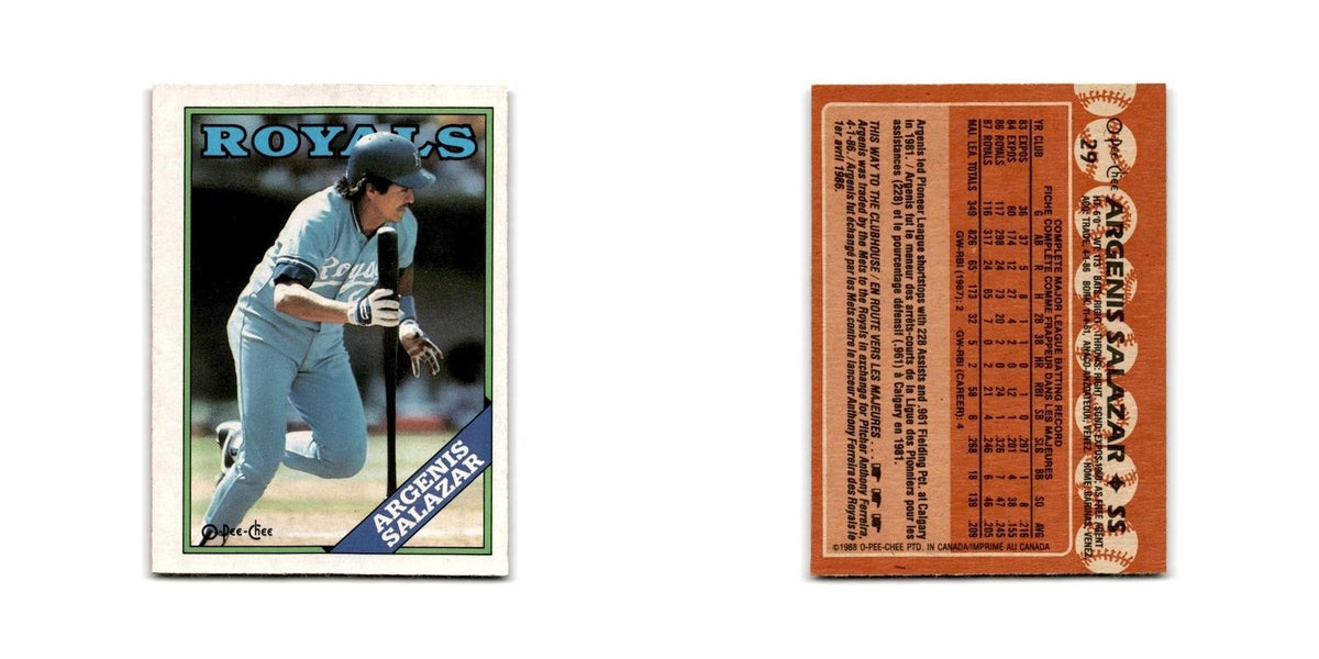 Argenis Salazar 1988 O-Pee-Chee #29 Kansas City Royals Baseball Card NM