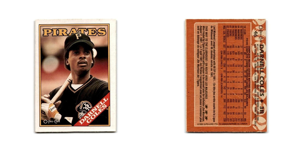 Darnell Coles 1988 O-Pee-Chee #46 Pittsburgh Pirates Baseball Card NM